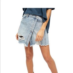 NWT Free People Distressed Jean Skirt